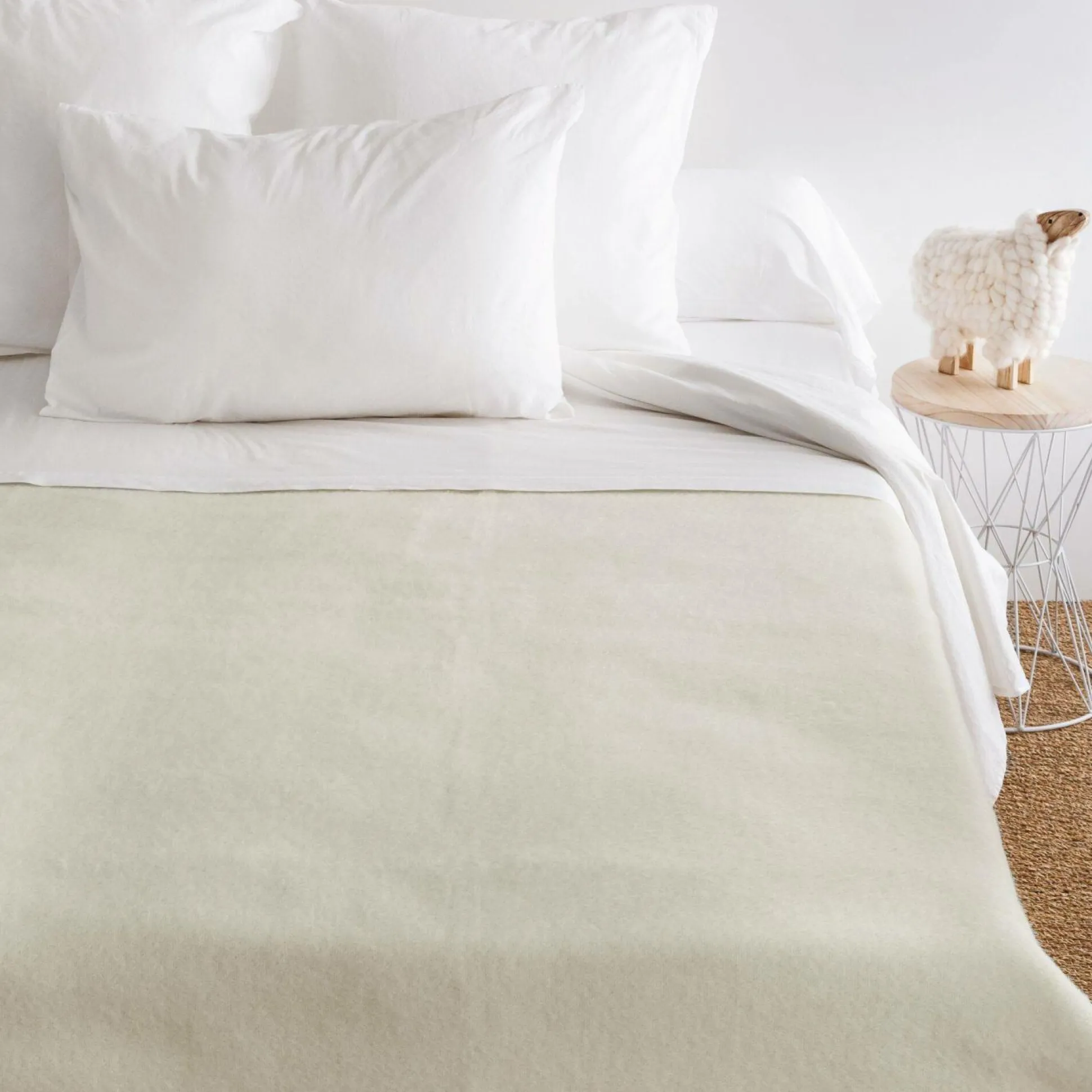 TOISON D'OR Couverture 100% laine Woolmark 500g Volta - Naturel - 220 x 240 cm