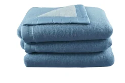 TOISON D'OR Couverture 100% laine Woolmark 500g Volta - Myosotis/Ciel - 180 x 240 cm