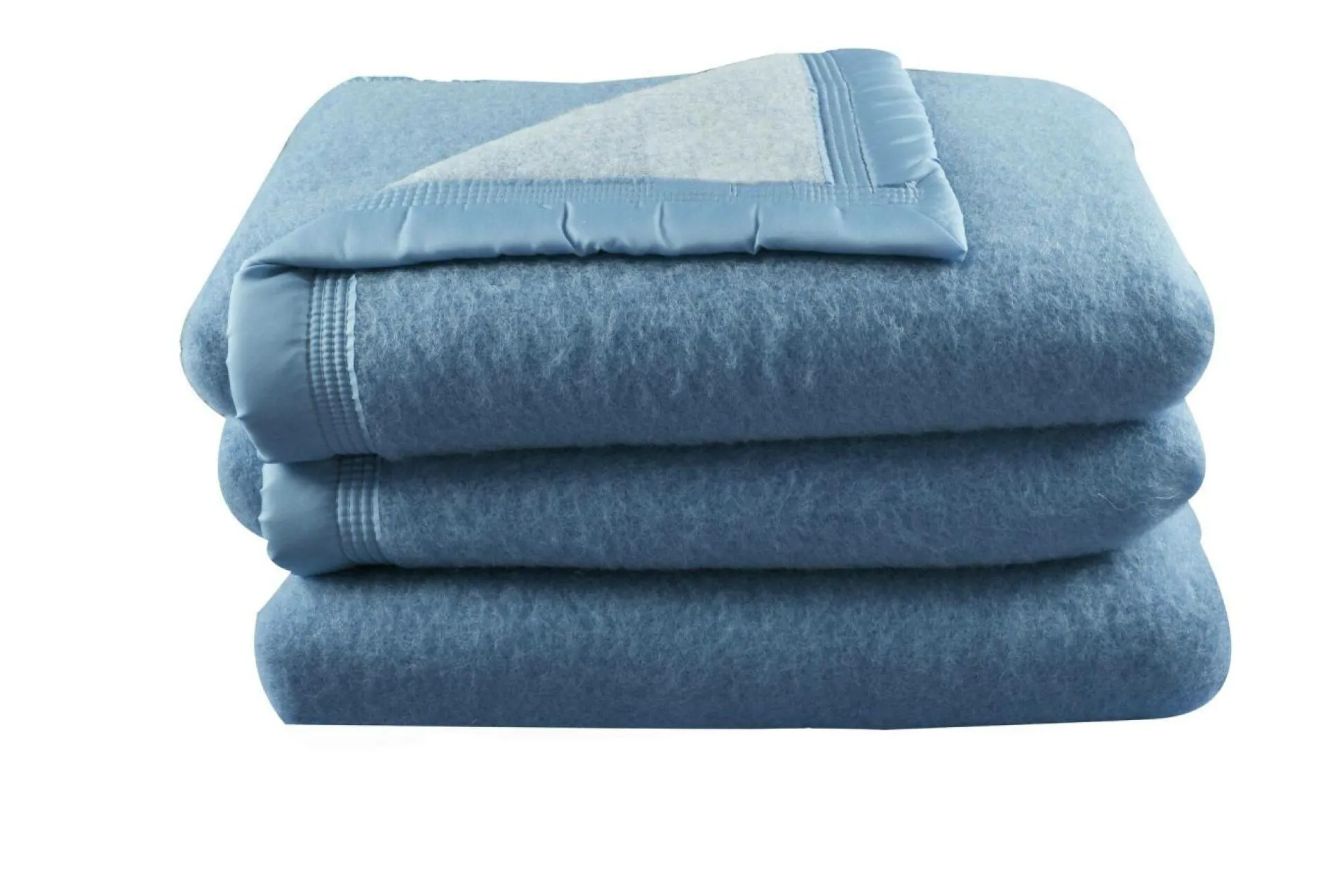 TOISON D'OR Couverture 100% laine Woolmark 500g Volta - Myosotis/Ciel - 180 x 240 cm