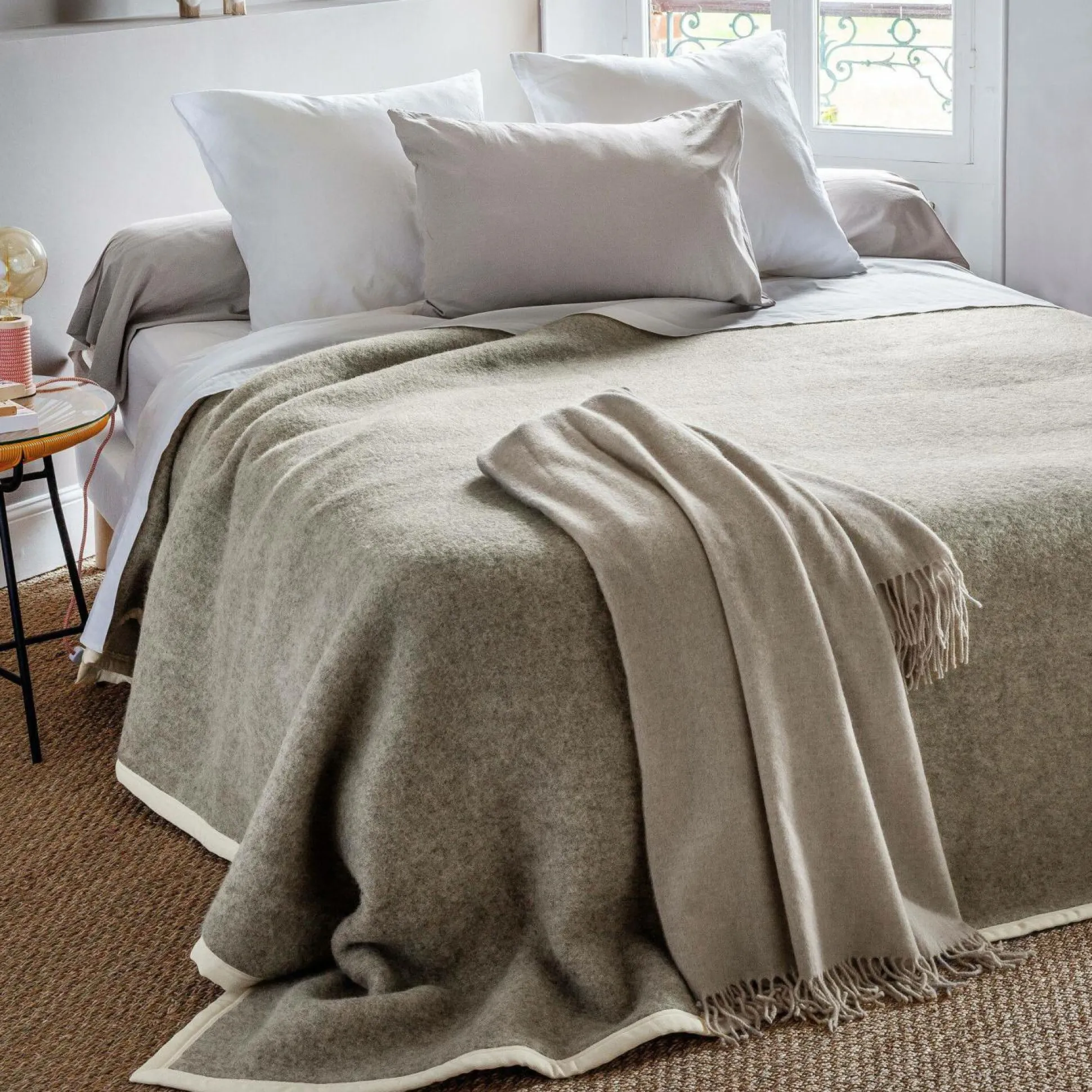 TOISON D'OR Couverture 100% pure laine vierge sans teinture Pastorale - 180 x 240 cm