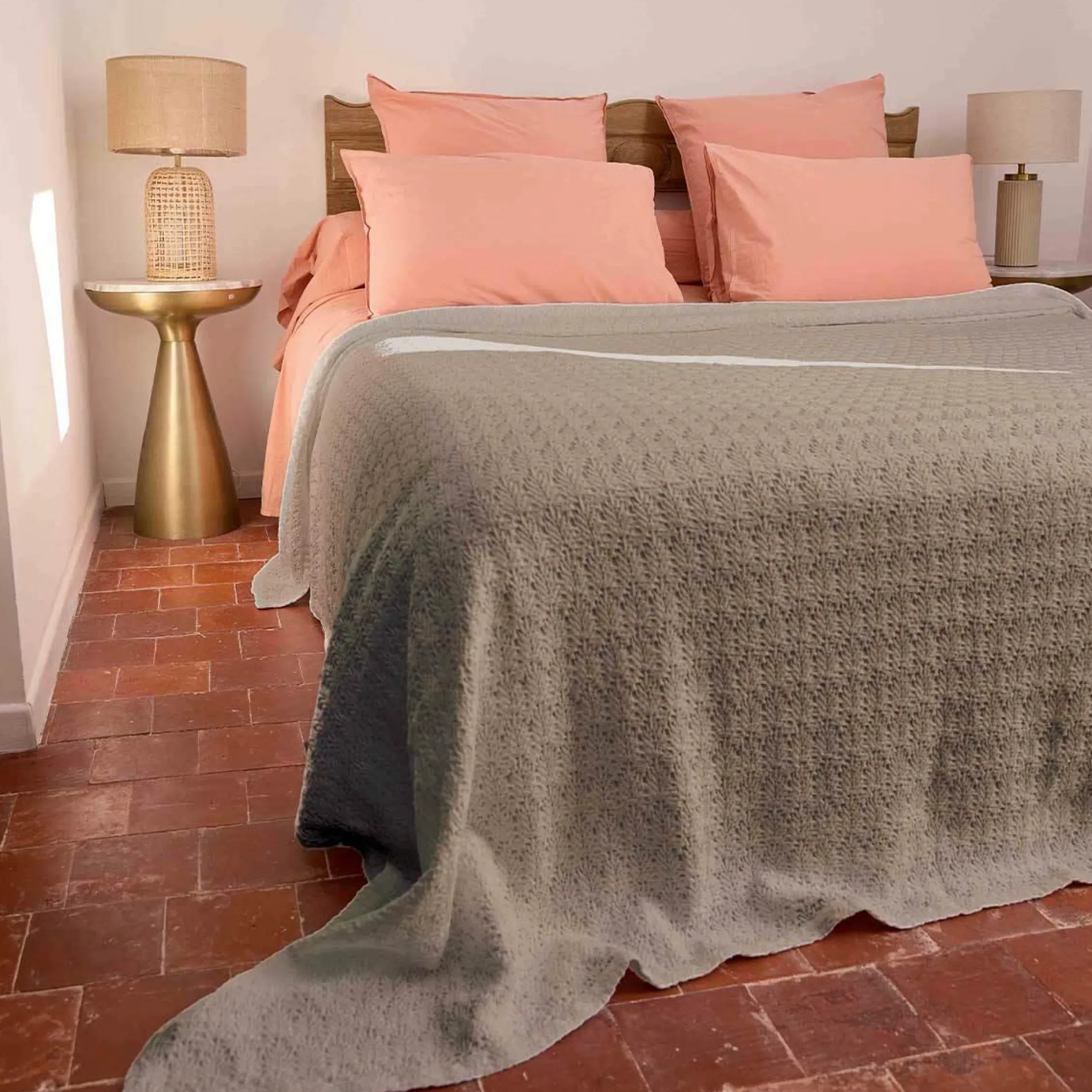 TOISON D'OR Dessus de lit coton stone-washed Bari - Dune - 180 x 250 cm