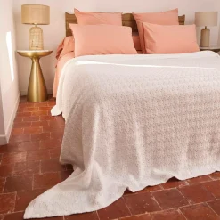 TOISON D'OR Dessus de lit coton stone-washed Bari - Blanc - 180 x 250 cm