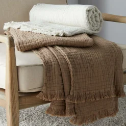 TOISON D'OR Plaid gaze de coton Brehat - Blanc