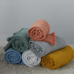 TOISON D'OR Plaid gaze de coton Brehat - Lichen