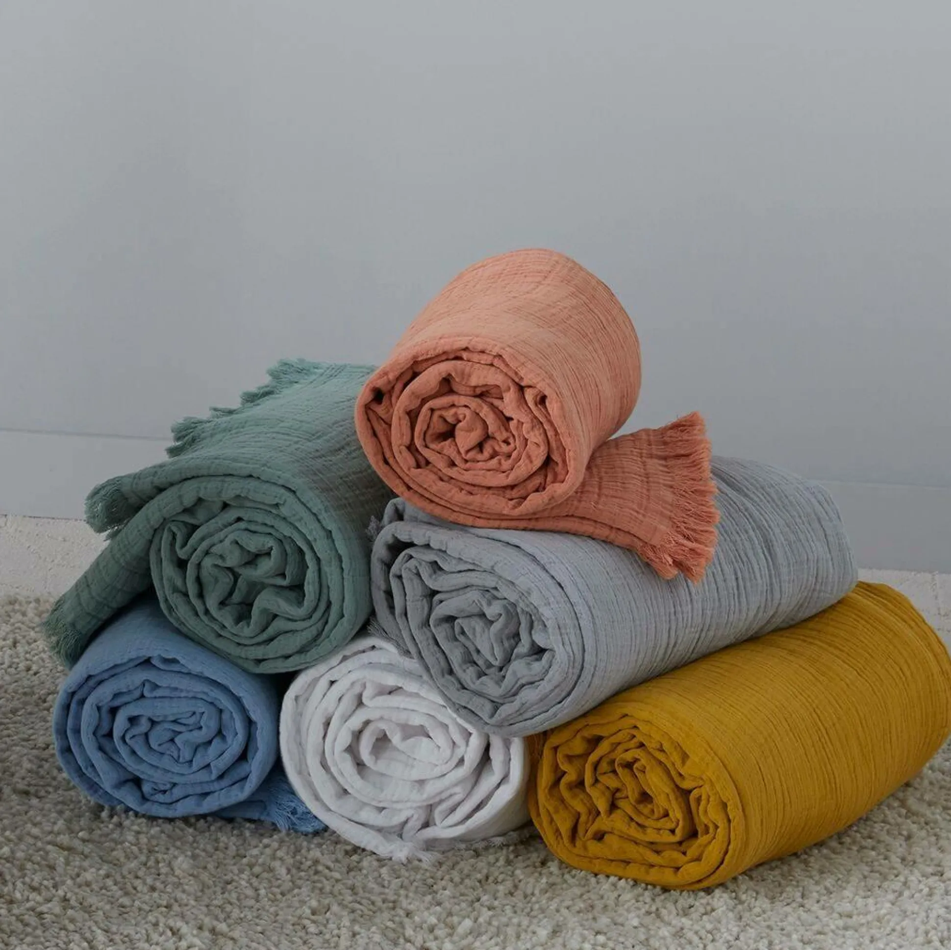 TOISON D'OR Plaid gaze de coton Brehat - Miel