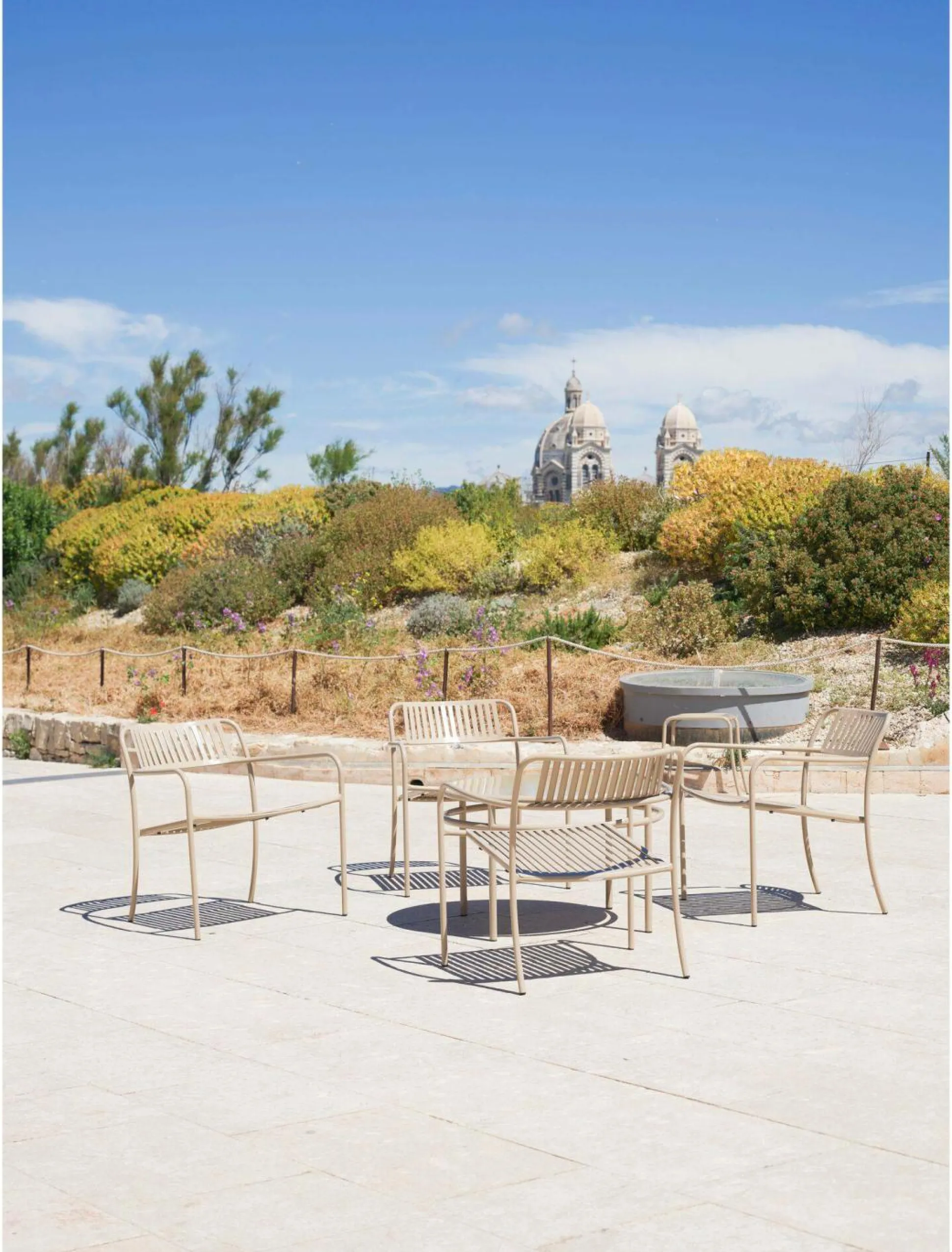 TOLIX Fauteuil lounge lames Patio - Blanc Perlé