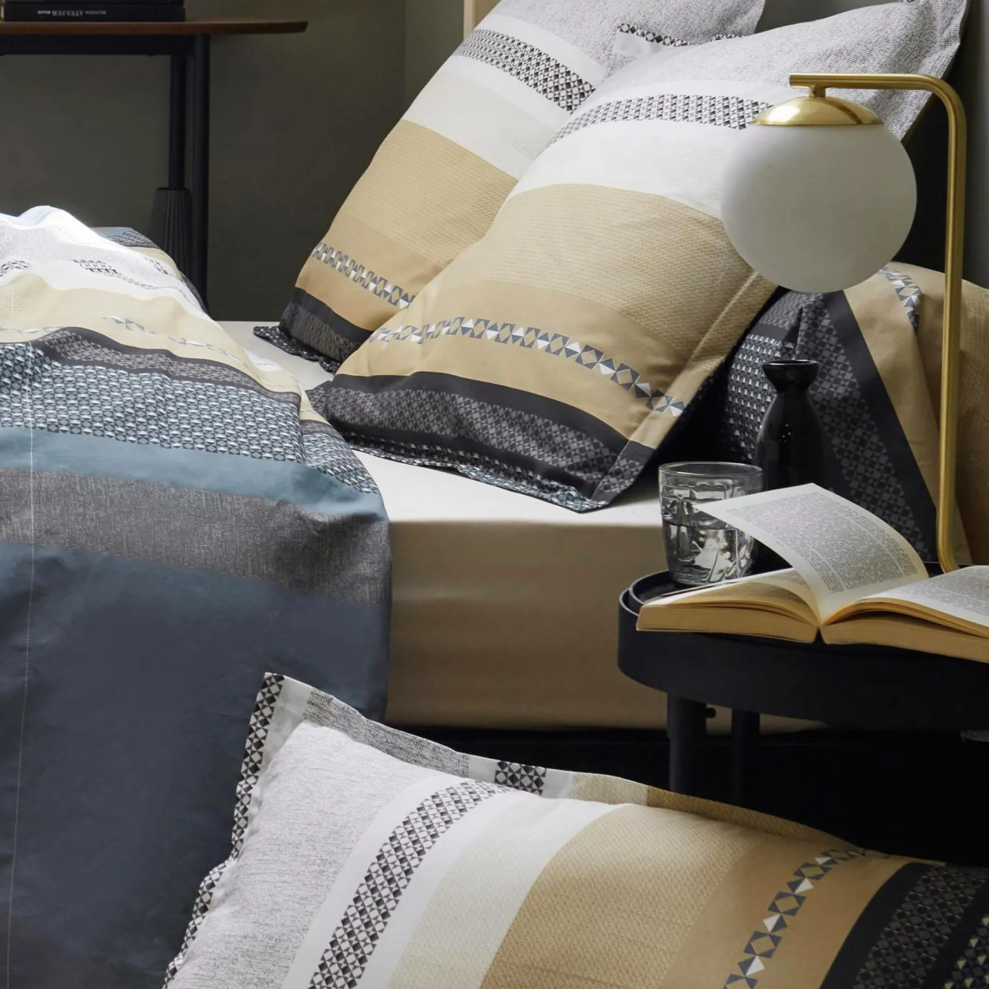 TRADILINGE Drap housse percale Marlow Acier - 160 x 200 cm