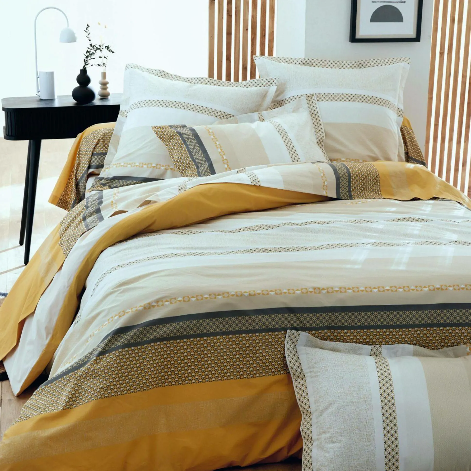 TRADILINGE Housse de couette percale Marlow Miel - 260 x 240 cm