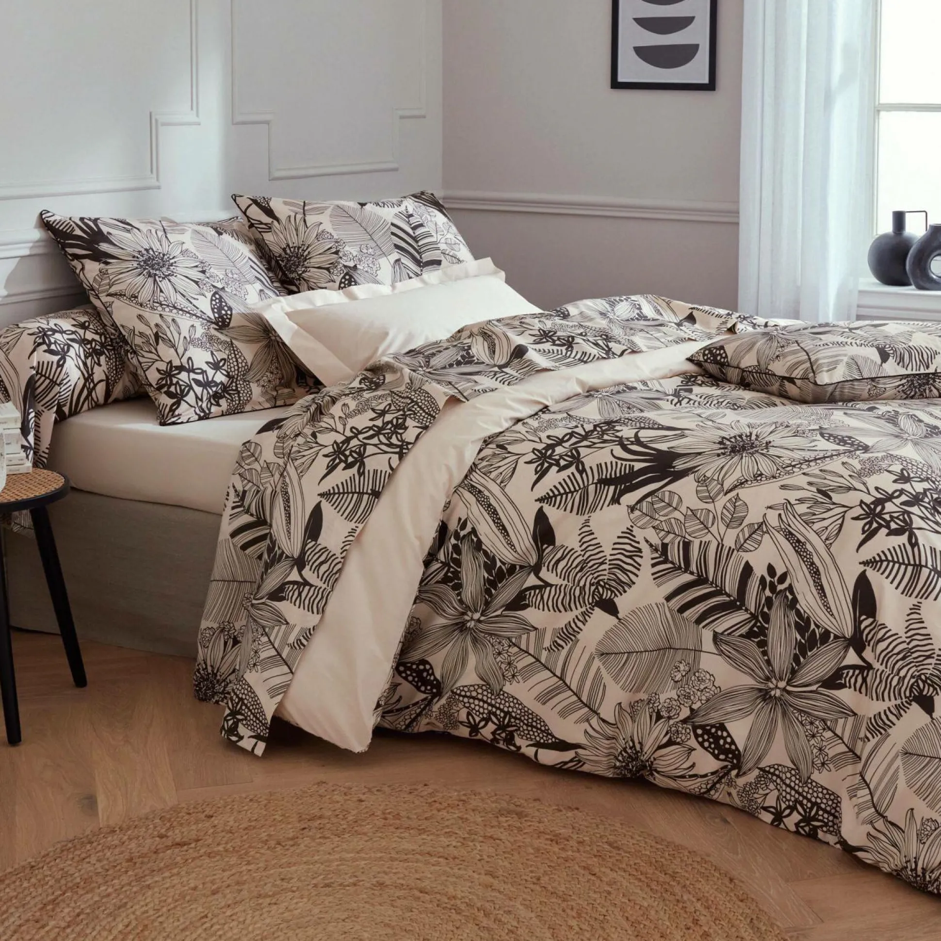 TRADILINGE Taie de traversin percale Alba noir - 86 x 200 cm