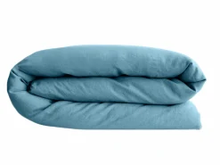 VENT DU SUD Housse de couette lin lavé Salomé - Bleu Topaze - 240 x 220 cm