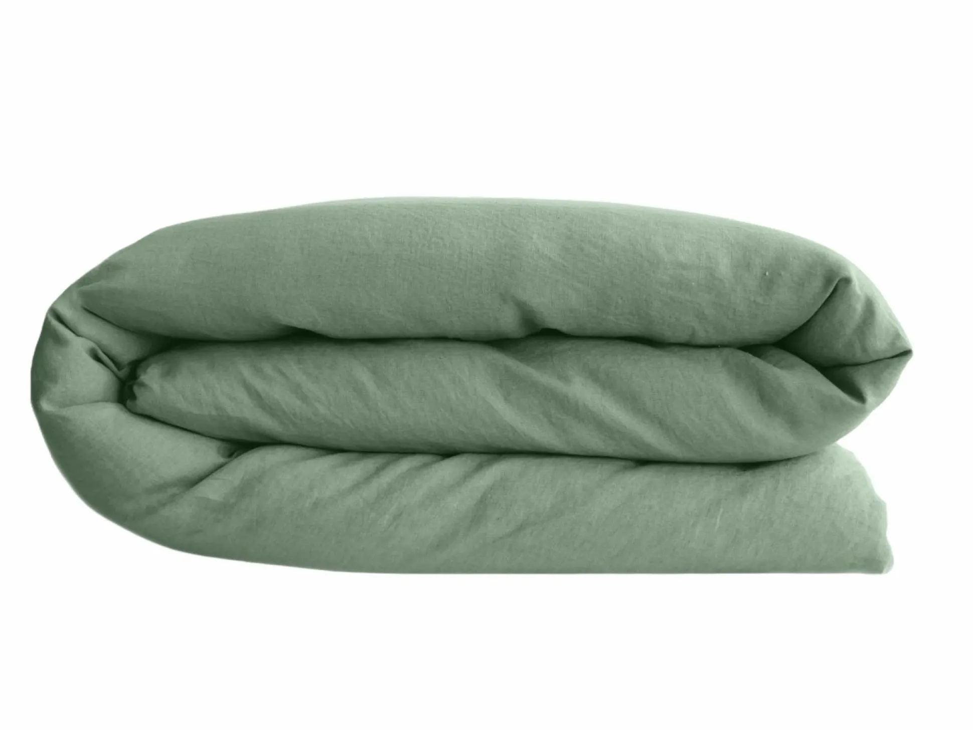 VENT DU SUD Housse de couette lin lavé Salomé - Vert Thym - 200 x 200 cm