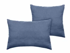 VENT DU SUD Taie d'oreiller lin lavé Salomé - Bleu Indigo - Taie d'oreiller 50 x 70 cm