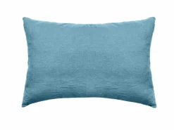 VENT DU SUD Taie d'oreiller lin lavé Salomé - Bleu Topaze - Taie d'oreiller 50 x 70 cm