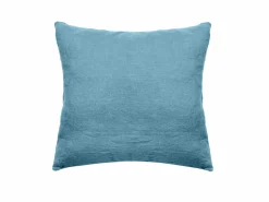 VENT DU SUD Taie d'oreiller lin lavé Salomé - Bleu Topaze - Taie d'oreiller 63 x 63 cm