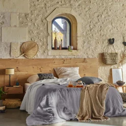 VENT DU SUD Taie lin lavé Salomé - Brume - Taie d'oreiller 50 x 70 cm