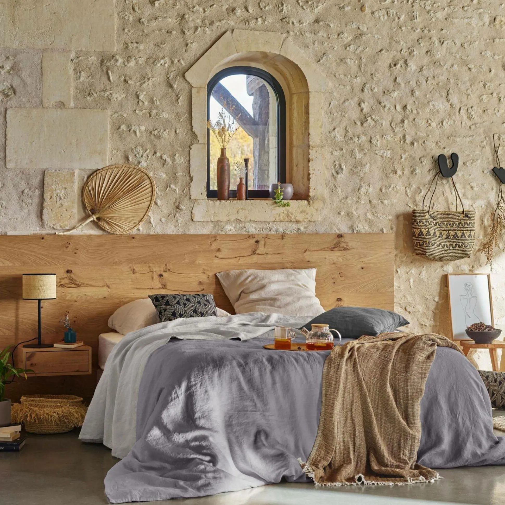 VENT DU SUD Taie lin lavé Salomé - Brume - Taie d'oreiller 63 x 63 cm